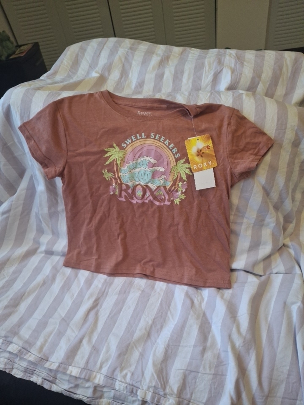 Roxy Short Sleeve Graphic Tee in Dusty Rose Pink